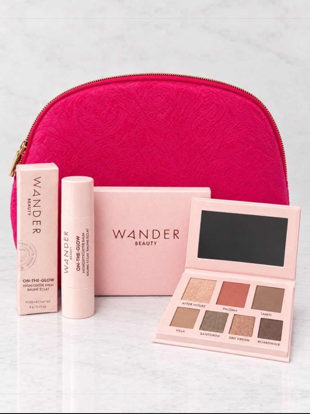 🆕 3 Piece Beauty Bundle-Face & Eyeshadow Palette, Blush & Highlighter Stick, Bag